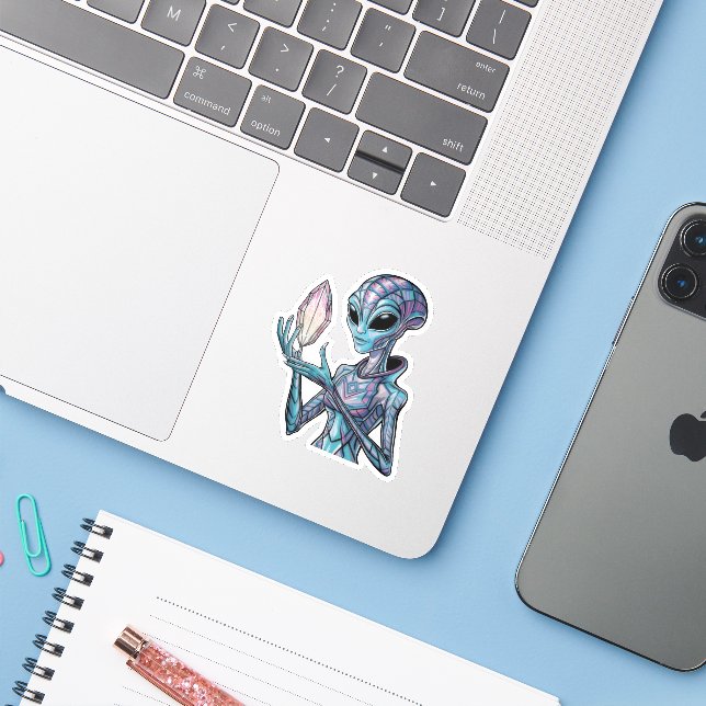Adesivo Alienígena Místico (Notebook com iPhone)