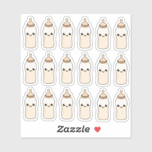 Adesivo Alimentação Bebê Leite Frasco Chá de fraldas