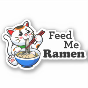 Adesivo Alimente-me Ramen - Gato Bonito