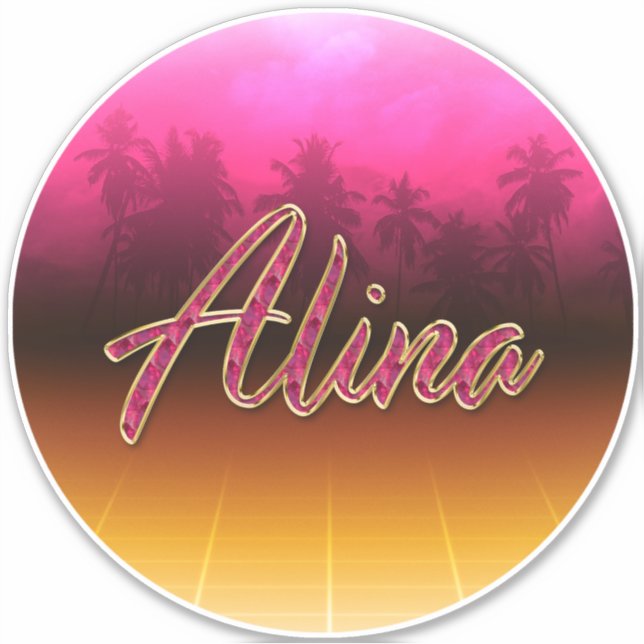 Adesivo Alina Vorname Name golden pink Aufkleber Sticker (Frente)