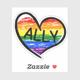 Adesivo Ally for LGBTQ+ Hand Drawn Heart