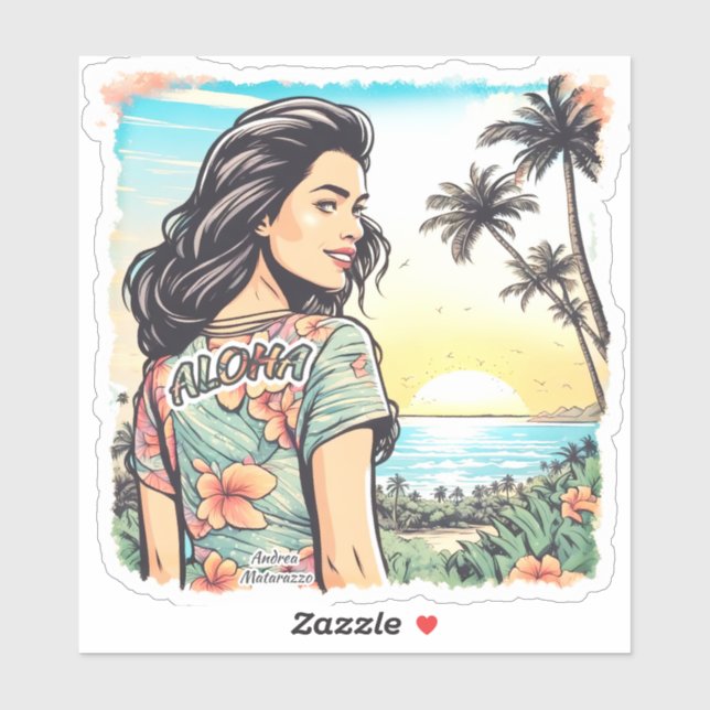 Adesivo Aloha Girl (Folha)