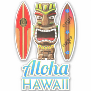 Adesivo Aloha Havaí Tiki havaiano que surfa