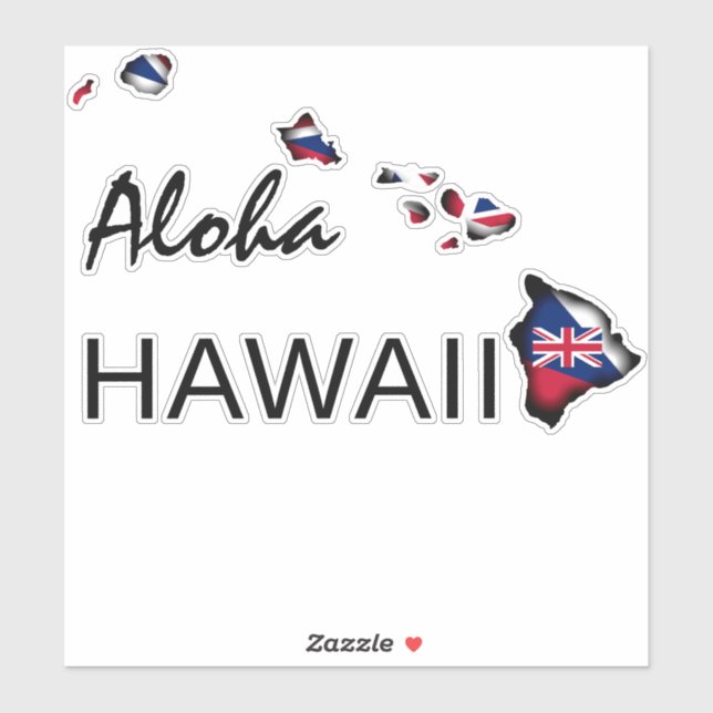 Adesivo ALOHA - HAWAII ILHAS HI Flag BLK (Folha)