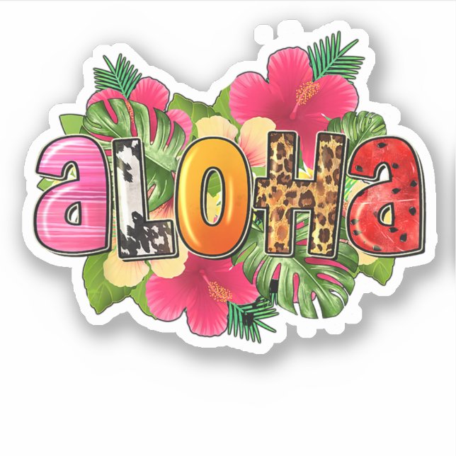 Adesivo Aloha Hawaiian Flower Trip To Hawai Summer Holiday (Frente)
