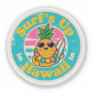 Adesivo Aloha Vibes_ Pineapple Surfer Vintage Arte Havaian