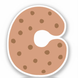 Adesivo Alphabet Sticker, Letra C Sticker, Cookie