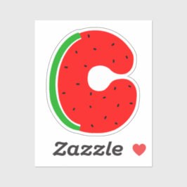 Adesivo Alphabet Sticker, Letra C Sticker, Melancia