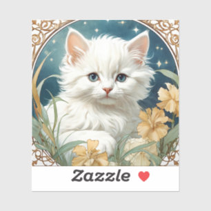 Adesivo Alphonse Mucha Art Nouveau Kitten