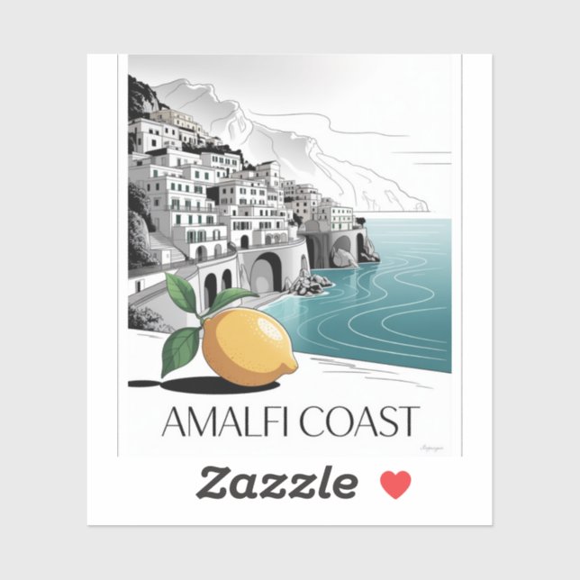 Adesivo Amalfi Coast Minimalist Line Art (Folha)