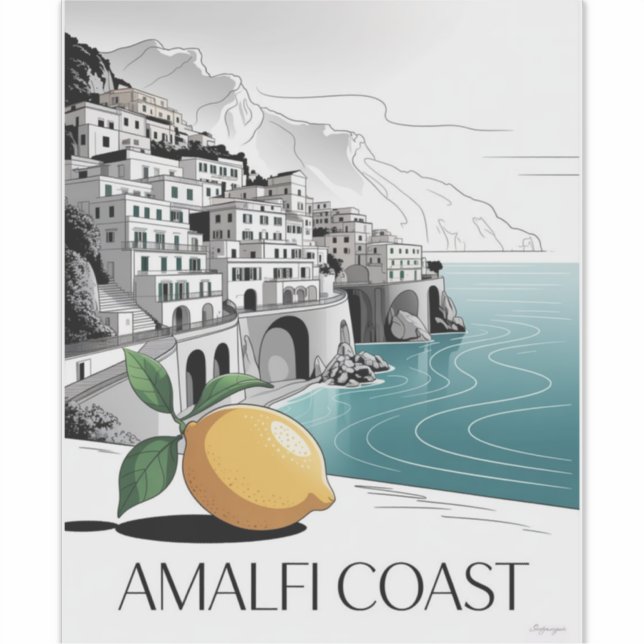 Adesivo Amalfi Coast Minimalist Line Art (Frente)