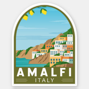 Adesivo Amalfi Itália Retro Viagem Art Vintage