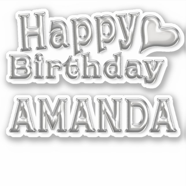 Adesivo Amanda Happy Birthday silver Aufkleber Sticker (Frente)