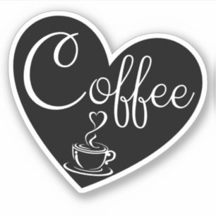 Adesivo Amante do Café - Amor Coração Preto