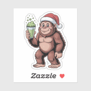 Adesivo Amante do Matcha do Natal do Pé-Grande Sasquatch 