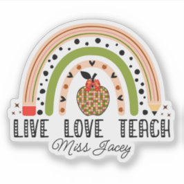 Adesivo Amar Ensinar Apreciação do Professor Arco-Íris