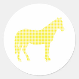 Adesivo amarelo de cavalos de gingham
