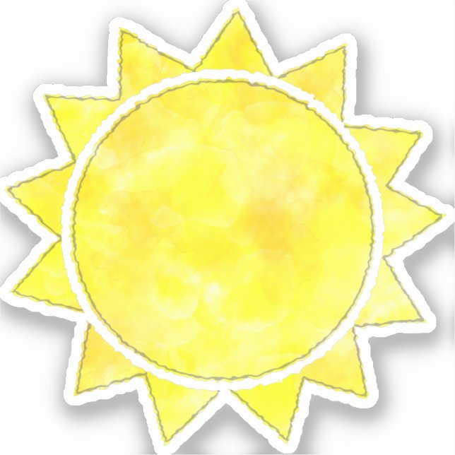 Adesivo Amarelo Sun Watercolor (Frente)