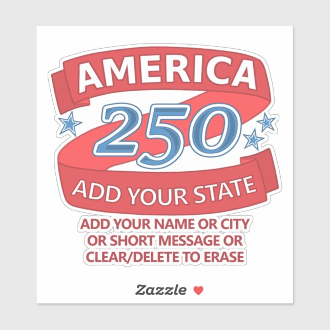 Adesivo America 250 Add State And Text Patriotic Promo (Folha)