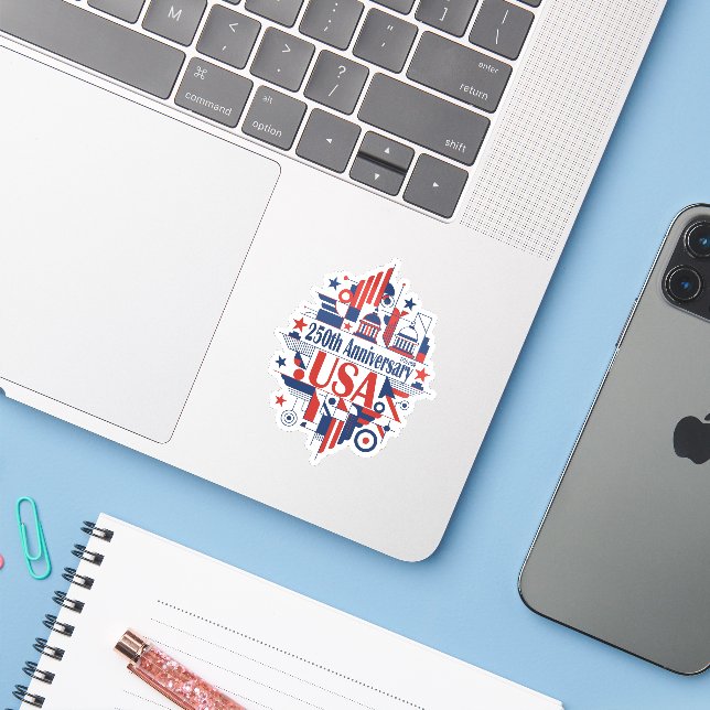 Adesivo America’s 250th anniversary (Notebook com iPhone)