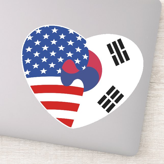 Adesivo American Coreano Flag Heart (Detalhe)
