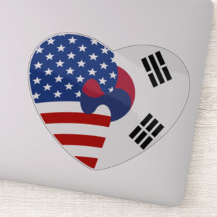Adesivo American Coreano Flag Heart