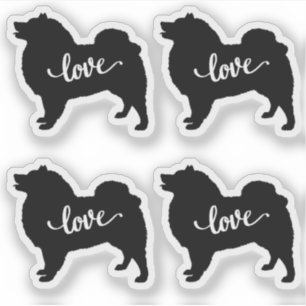 Adesivo American Eskimo Dog Breed Love x4 Vinyl