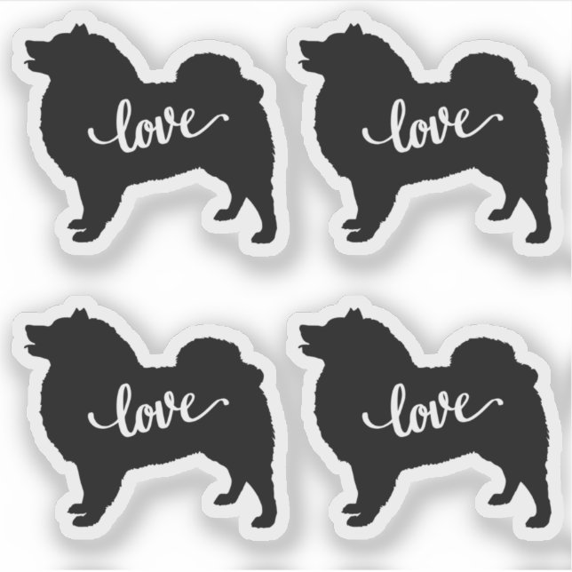 Adesivo American Eskimo Dog Breed Love x4 Vinyl (Frente)