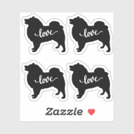Adesivo American Eskimo Dog Breed Love x4 Vinyl