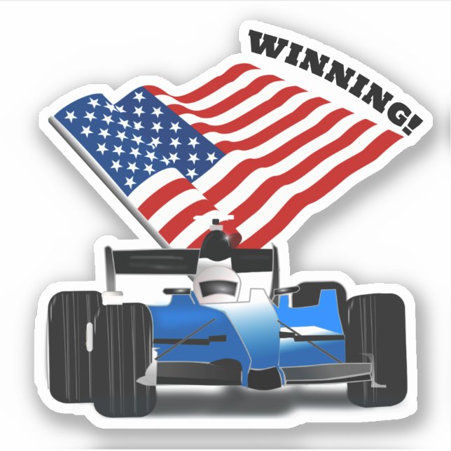 Adesivo American Flag Race Car Sports (Frente)