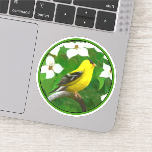 Adesivo American Goldfinch em pintura de inverno - Pássaro