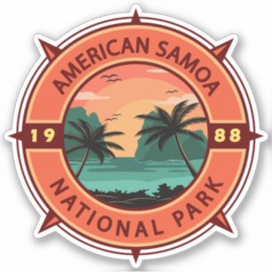 Adesivo American Samoa National Park Retro Compass Emblem