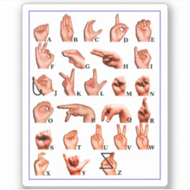 Adesivo American Sign Language Alphabet Board, Learn Asl