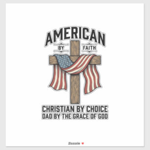Adesivo Americano pela Fé Pai Cristão Cruz Patriótica Cam