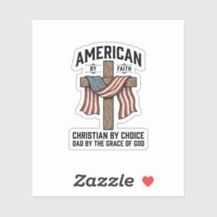 Adesivo Americano pela Fé Pai Cristão Cruz Patriótica Cami