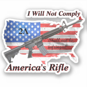 Adesivo Américas - Rifle USA Flag I Não Cumprirá