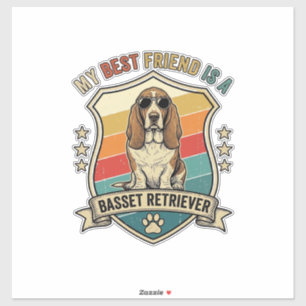 Adesivo Amigo Basset Retriever Cachorro Óculos de Sol Retr