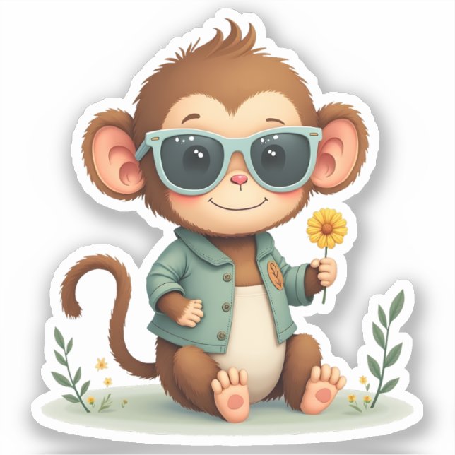 Adesivo Amigo Macaco Doce | Gentle Kawaii Animal (Frente)