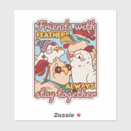 ADESIVO AMIGOS COM PENAS SEMPRE FICAM JUNTOS