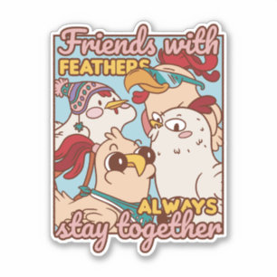 ADESIVO AMIGOS COM PENAS SEMPRE FICAM JUNTOS