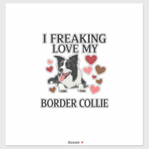 Adesivo Amo Muito Border Collie Cão Corações_1