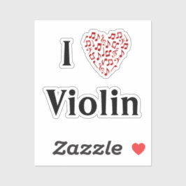 Adesivo Amo Violin Red Heart of Music Notes Vinyl