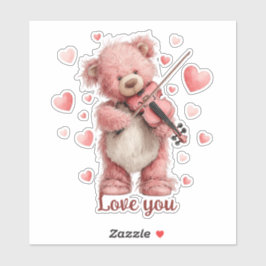 Adesivo Amo Você Teddy com Violino