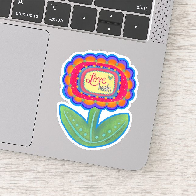 Adesivo Amor Cura Flor Divertida Inspirivity Sticker (Detalhe)
