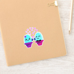 Adesivo amor de cacto kawaii
