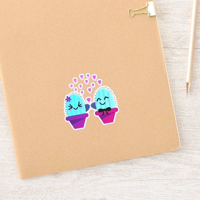 Adesivo amor de cacto kawaii (Notebook)