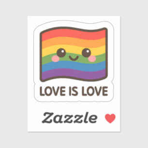 Adesivo Amor é Amor - Design do Arco-Íris Kawaii