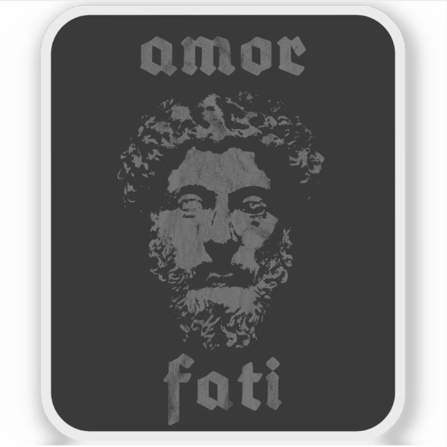 Adesivo Amor Fati - Marcus Aurelius (cinza de colheita) (Frente)