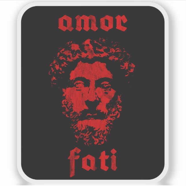 Adesivo Amor Fati - Marcus Aurelius (vermelho-vintage) (Frente)