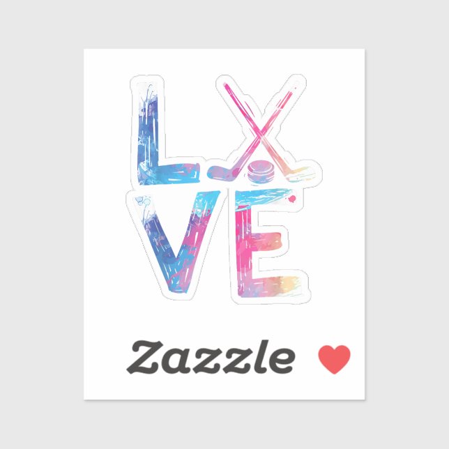 Adesivo Amor Garotas de Hóquei no Gelo Dão Presentes Mulhe (Folha)